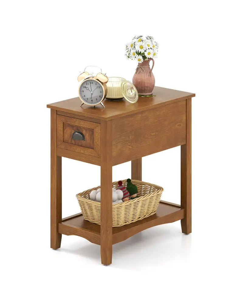Contemporary Chair Side End Table Compact Table with Drawer Nightstand-Yellow - Yellow - End & Side Tables