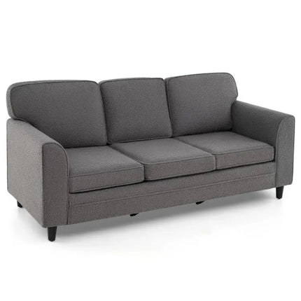 Contemporary Living Room Furniture Suite: Modern 3-Seat Teddy Velvet Sofa + 47-Inch Glass Coffee Table - Living Room