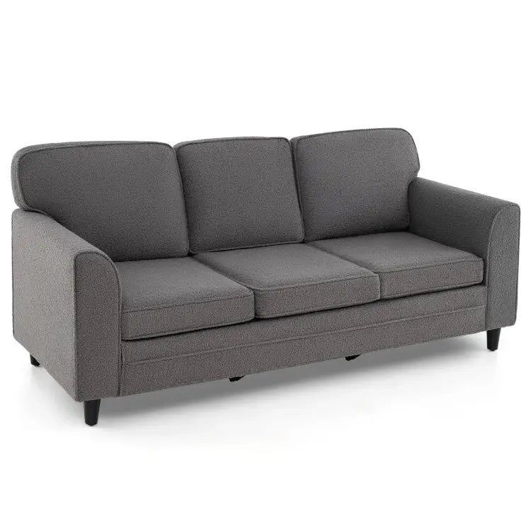Contemporary Living Room Furniture Suite: Modern 3-Seat Teddy Velvet Sofa + 47-Inch Glass Coffee Table - Living Room