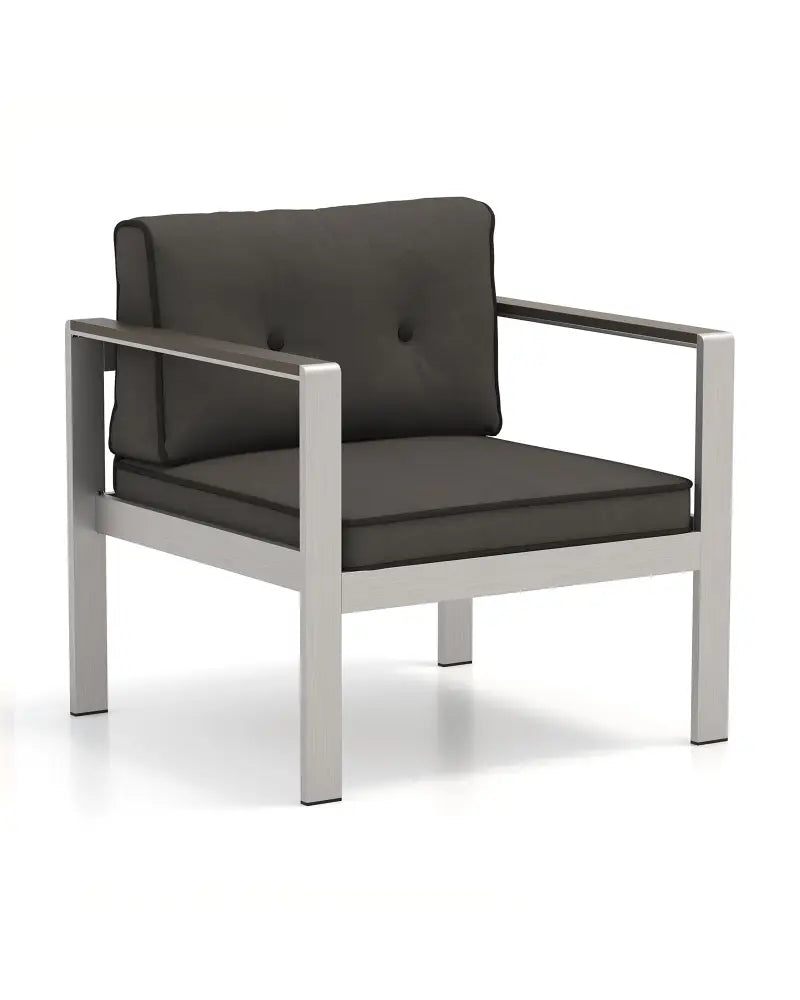 Contemporary Sofa Chair with WPC Armrests and Back Cushions-Gray - Gray - Patio Dining Chairs