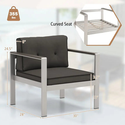 Contemporary Sofa Chair with WPC Armrests and Back Cushions-Gray - Gray - Patio Dining Chairs