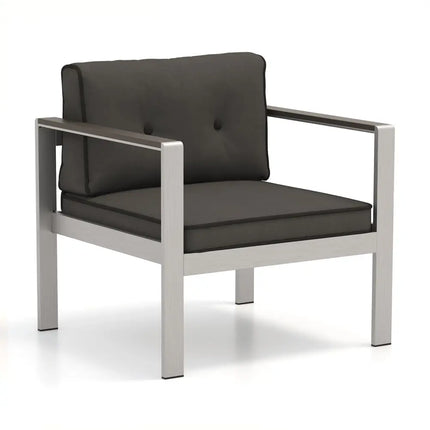 Contemporary Sofa Chair with WPC Armrests and Back Cushions-Gray - Gray - Patio Dining Chairs
