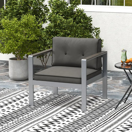 Contemporary Sofa Chair with WPC Armrests and Back Cushions-Gray - Gray - Patio Dining Chairs