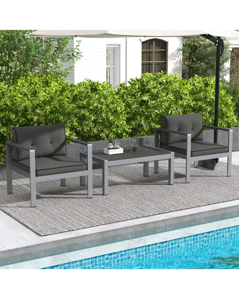 Contemporary Sofa Chair with WPC Armrests and Back Cushions-Gray - Gray - Patio Dining Chairs
