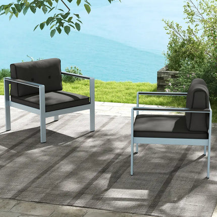 Contemporary Sofa Chair with WPC Armrests and Back Cushions-Gray - Gray - Patio Dining Chairs