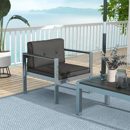 Contemporary Sofa Chair with WPC Armrests and Back Cushions-Gray - Gray - Patio Dining Chairs