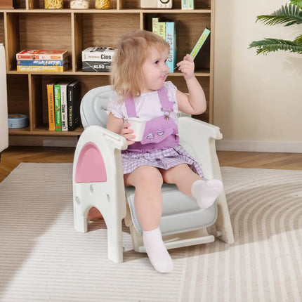 Convertible Baby High Chair with Double-layer Tray and Adjustable Backrest-Pink - Pink - High Chairs