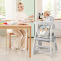 Convertible Baby High Chair with Double-layer Tray and Adjustable Backrest-Grey - Gray - High Chairs