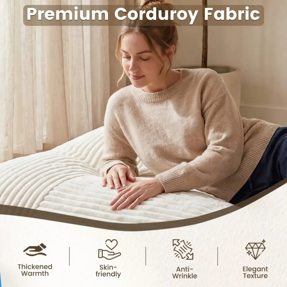Convertible Bean Bag Floor Sofa with Machine-washable Corduroy Cover-Beige - Beige - Floor Chairs