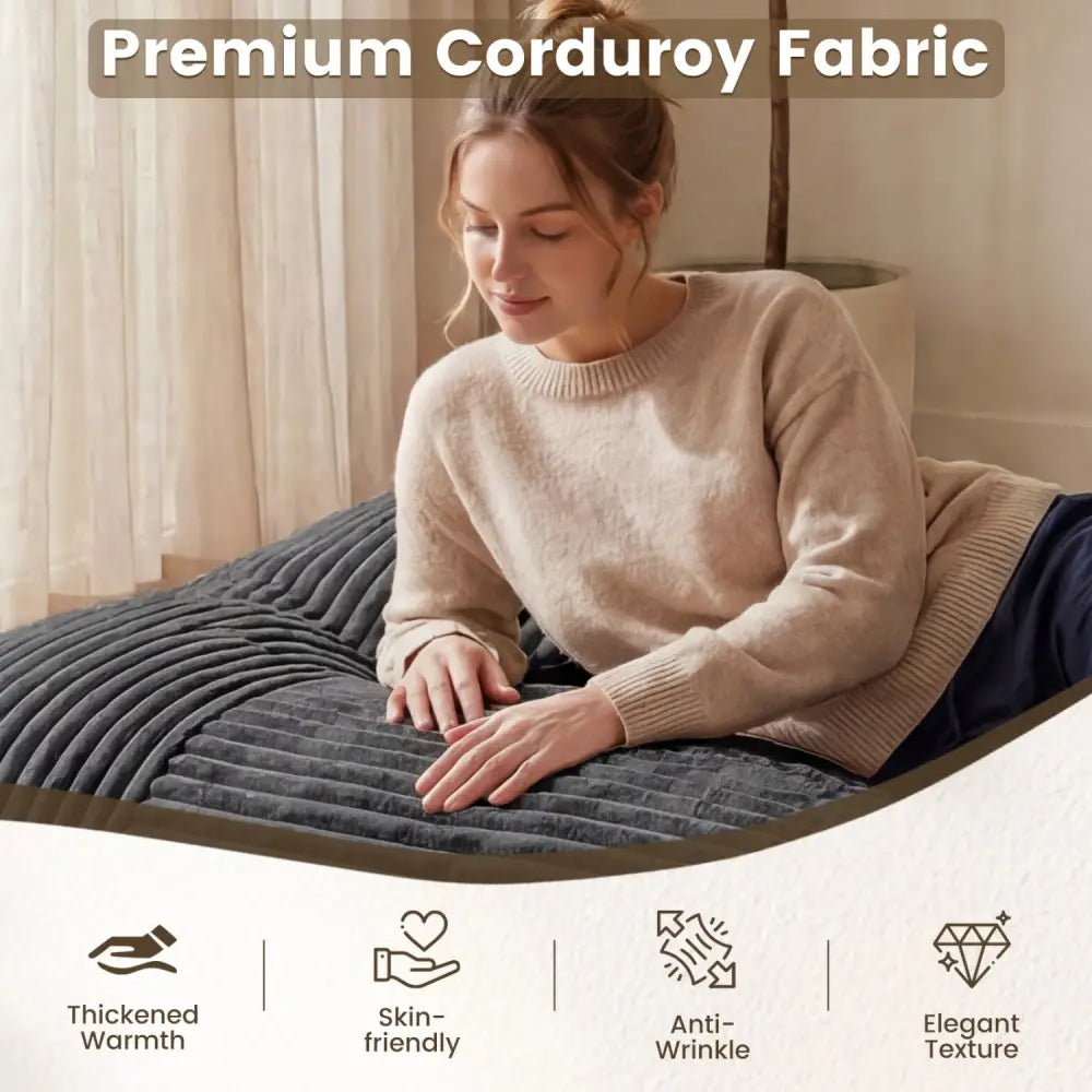 Convertible Bean Bag Floor Sofa with Machine-washable Corduroy Cover-Dark Gray - Dark Gray - Floor Chairs
