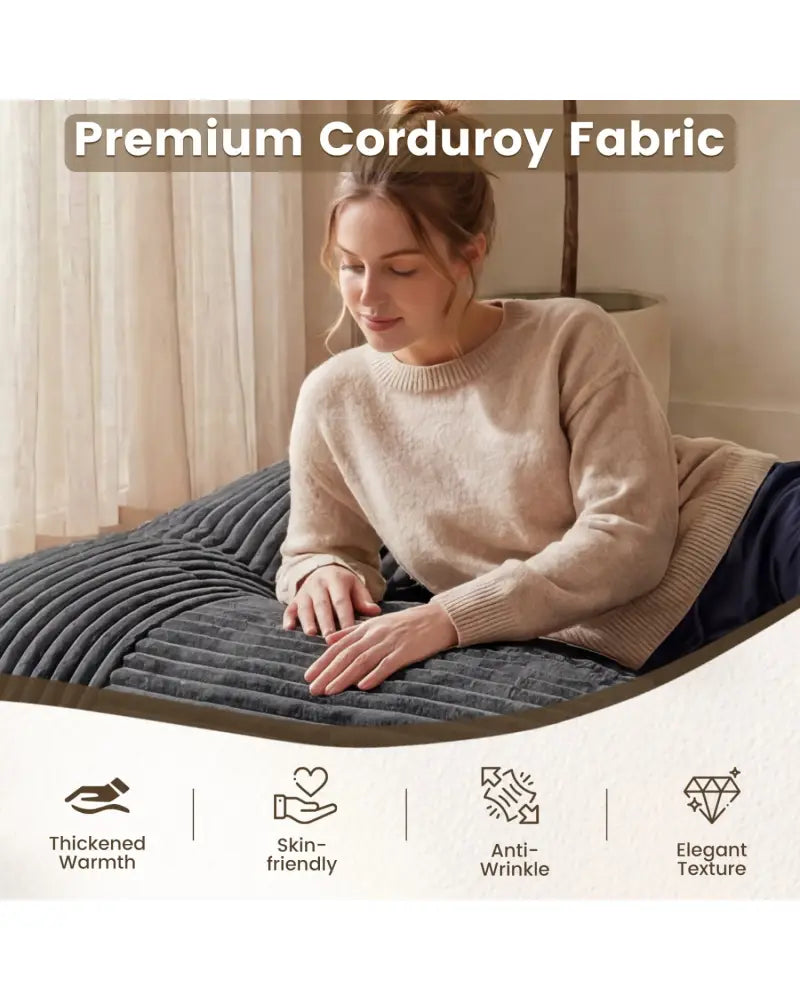 Convertible Bean Bag Floor Sofa with Machine-washable Corduroy Cover-Dark Gray - Dark Gray - Floor Chairs