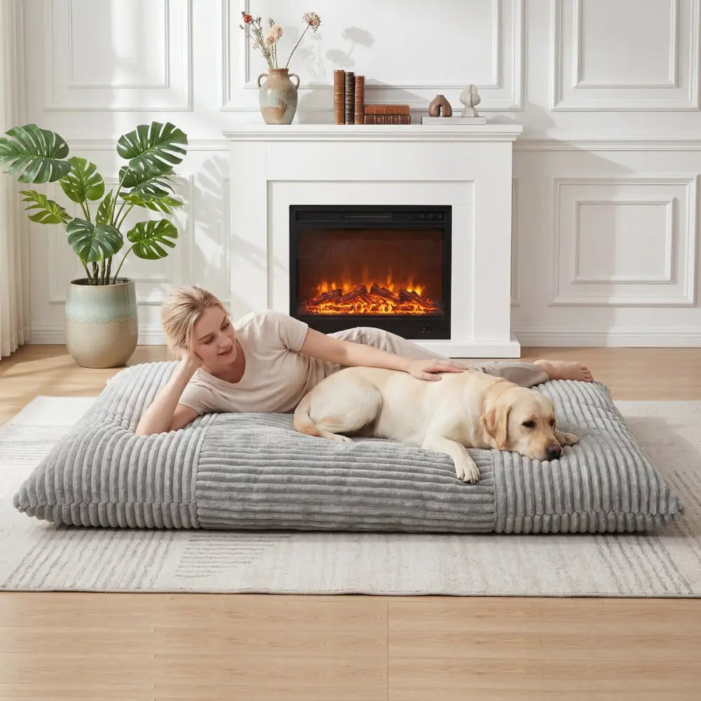 Convertible Bean Bag Floor Sofa with Machine-washable Corduroy Cover-Gray - Gray - Floor Chairs