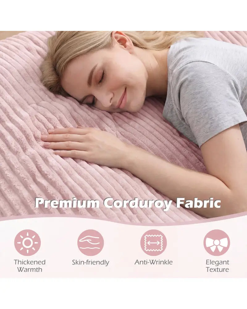 Convertible Bean Bag Floor Sofa with Machine-washable Corduroy Cover-Pink - Pink - Floor Chairs