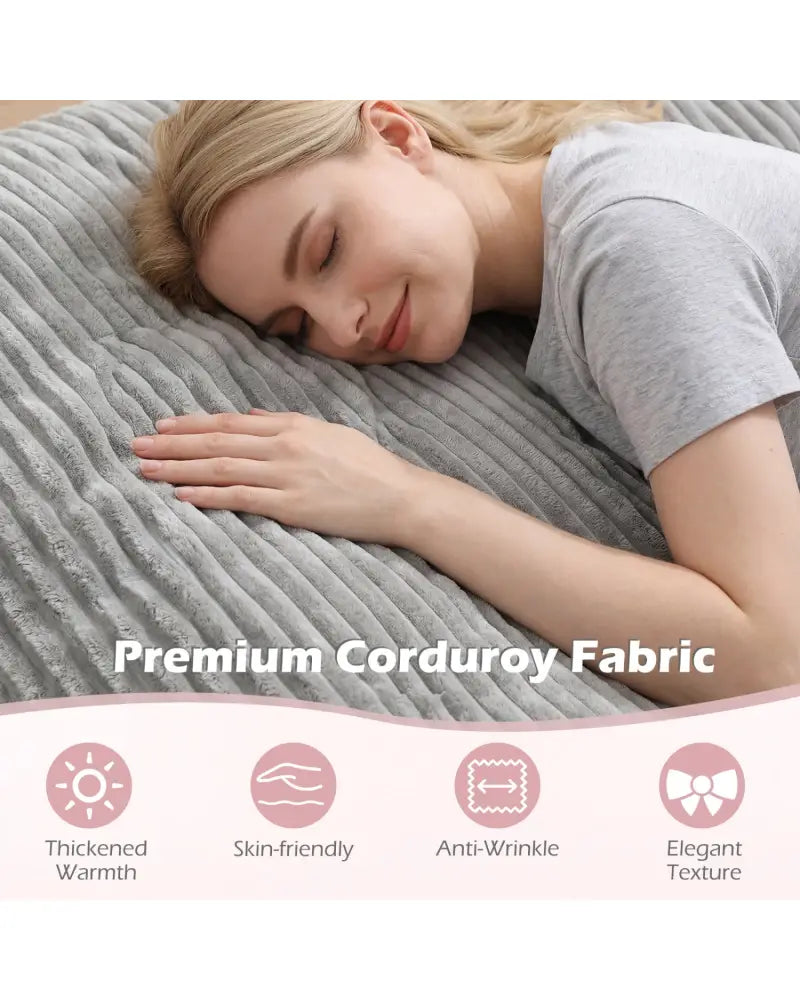 Convertible Bean Bag Floor Sofa with Machine-washable Corduroy Cover-Gray - Gray - Floor Chairs