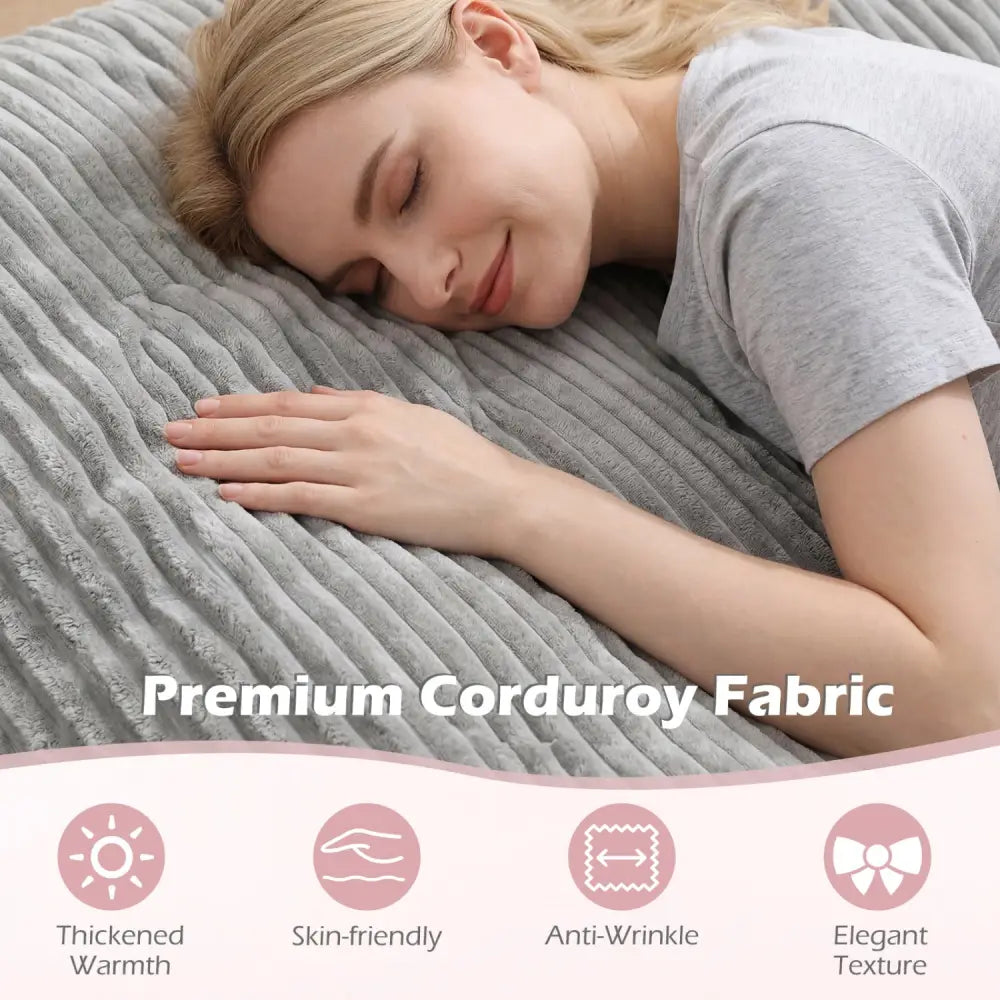 Convertible Bean Bag Floor Sofa with Machine-washable Corduroy Cover-Gray - Gray - Floor Chairs