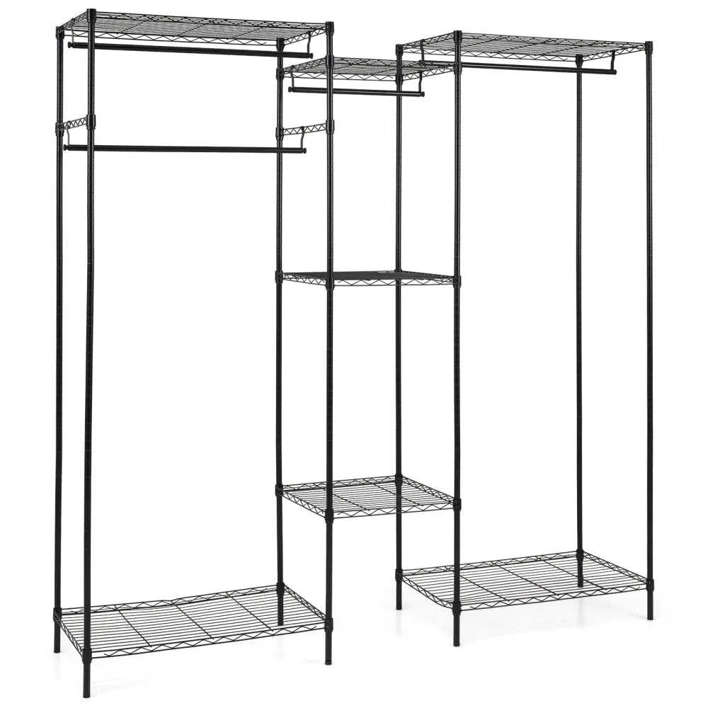Convertible Clothes Organizer with L-shape and Horizontal Installation-Black - Black - Clothing & Closet Storage