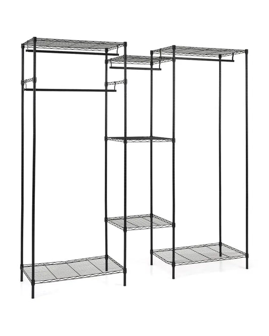 Convertible Clothes Organizer with L-shape and Horizontal Installation-Black - Black - Clothing & Closet Storage