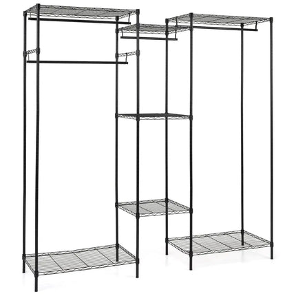 Convertible Clothes Organizer with L-shape and Horizontal Installation-Black - Black - Clothing & Closet Storage