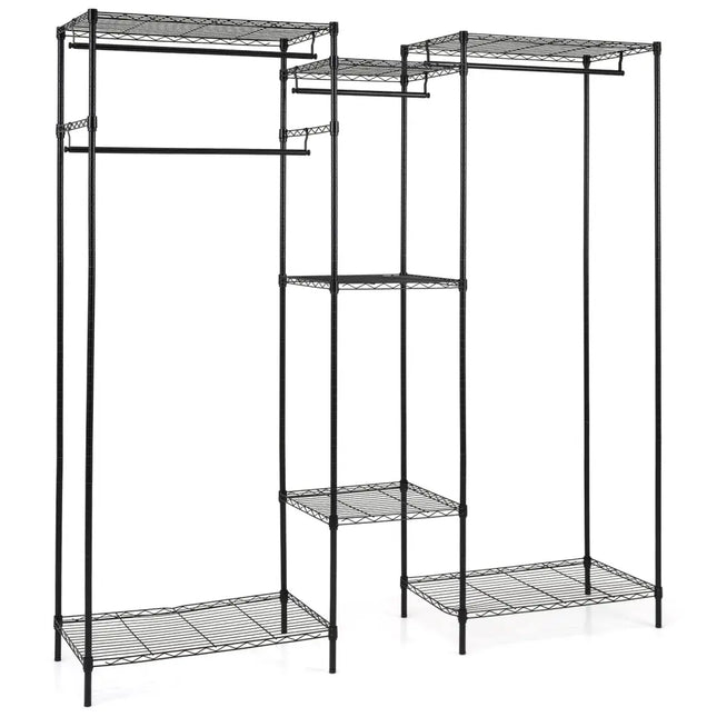 Convertible Clothes Organizer with L-shape and Horizontal Installation-Black - Black - Clothing & Closet Storage