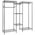 Convertible Clothes Organizer with L-shape and Horizontal Installation-Black - Black - Clothing & Closet Storage