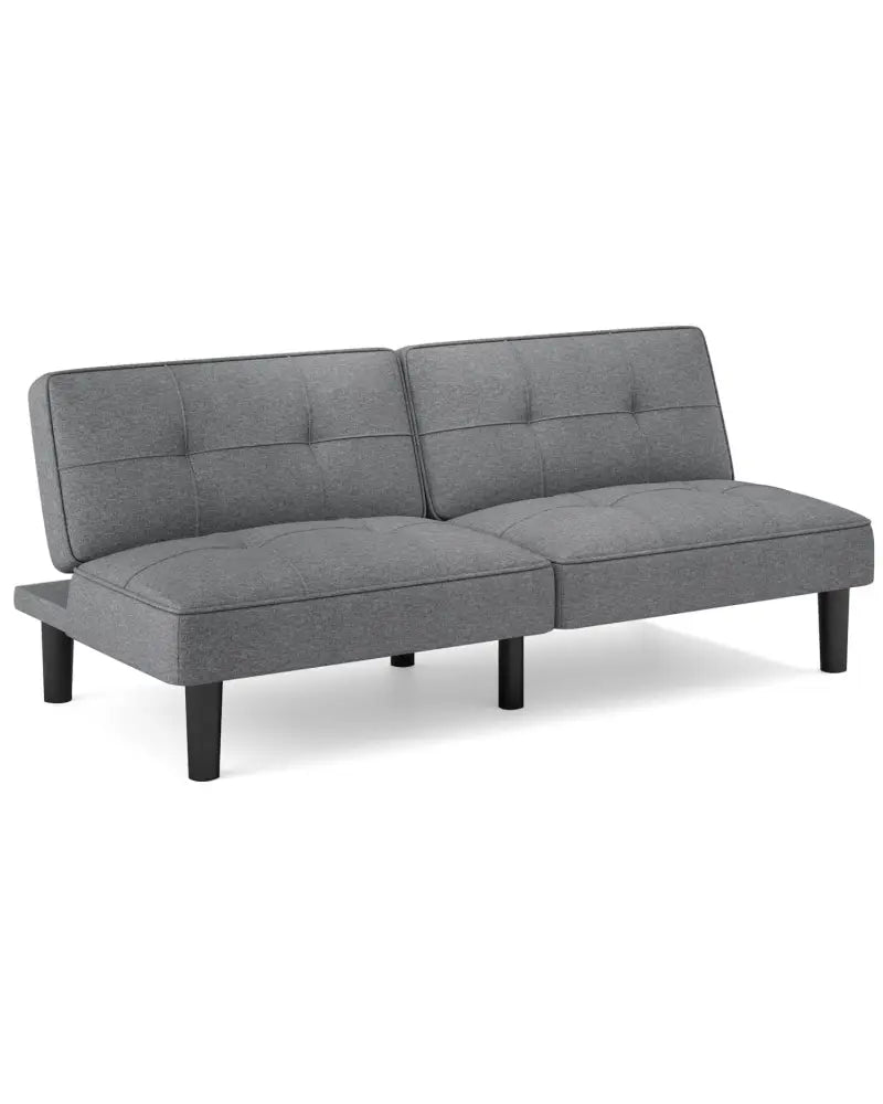 Convertible Folding Futon Sofa Bed with 6-Position Adjustable Backrest-Gray - Gray - Sofas & Loveseats