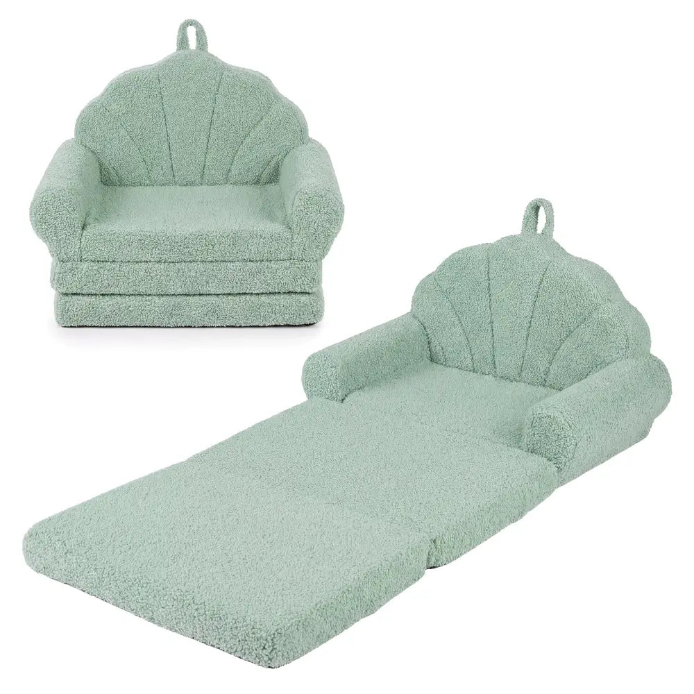 Convertible Kids Sofa 2-in-1 Fold out Toddler Couch Chair-Green - Green - Kids Chairs & Seating
