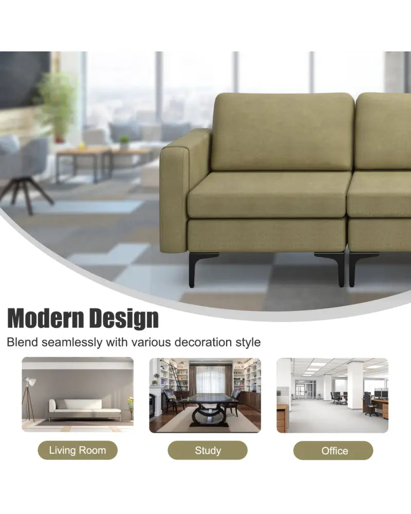 Convertible Leather Sofa Couch with Magazine Pockets 3-Seat with 2 USB Port-Green - Green - Sofas & Loveseats