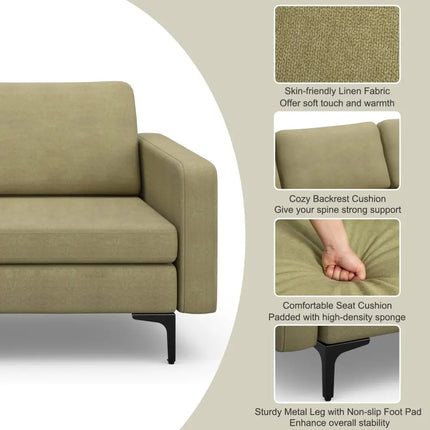 Convertible Leather Sofa Couch with Magazine Pockets 3-Seat with 2 USB Port-Green - Green - Sofas & Loveseats