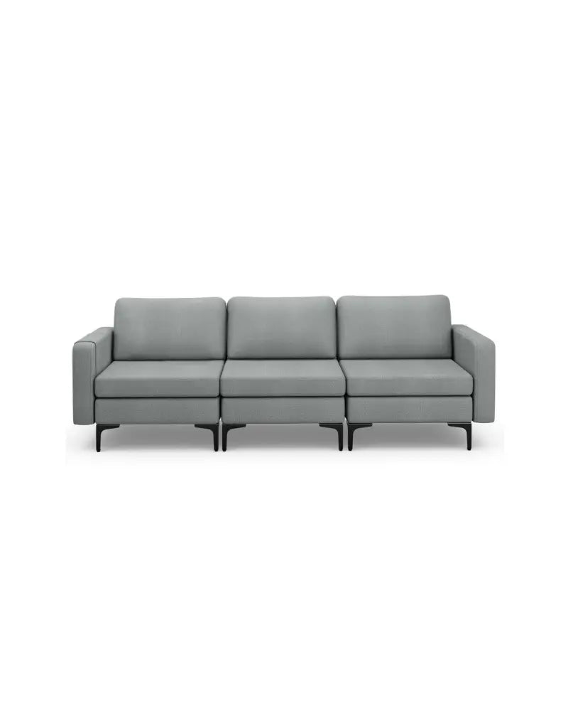 Convertible Leather Sofa Couch with Magazine Pockets 3-Seat with 2 USB Port-Dark Gray - Dark Gray - Sofas & Loveseats