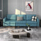 Convertible Leather Sofa Couch with Magazine Pockets 3 - Seat with 2 USB Port - Blue - Oasis Home Essentials