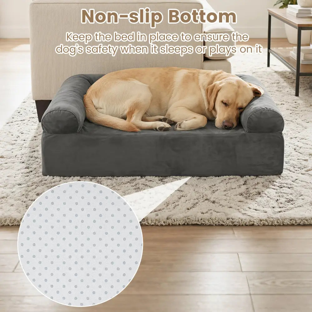 Cooling Gel Memory Foam Dog Bed for Medium Dogs with Washable Cover-Dark Gray - Dark Gray - Dog Supplies