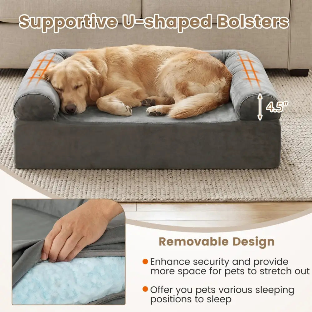 Cooling Gel Memory Foam Dog Bed for Medium Dogs with Washable Cover-Dark Gray - Dark Gray - Dog Supplies