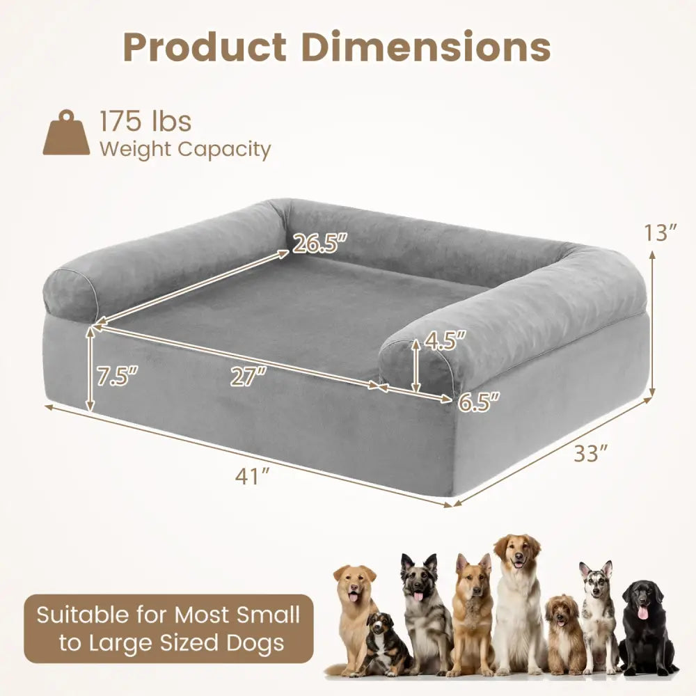 Cooling Gel Memory Foam Dog Bed for Medium Dogs with Washable Cover-Light Gray - Light Gray - Dog Supplies