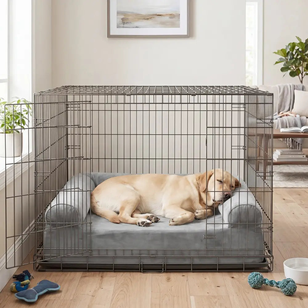 Cooling Gel Memory Foam Dog Bed for Medium Dogs with Washable Cover-Light Gray - Light Gray - Dog Supplies