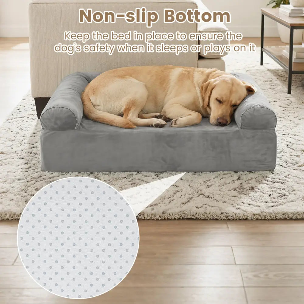 Cooling Gel Memory Foam Dog Bed for Medium Dogs with Washable Cover-Light Gray - Light Gray - Dog Supplies