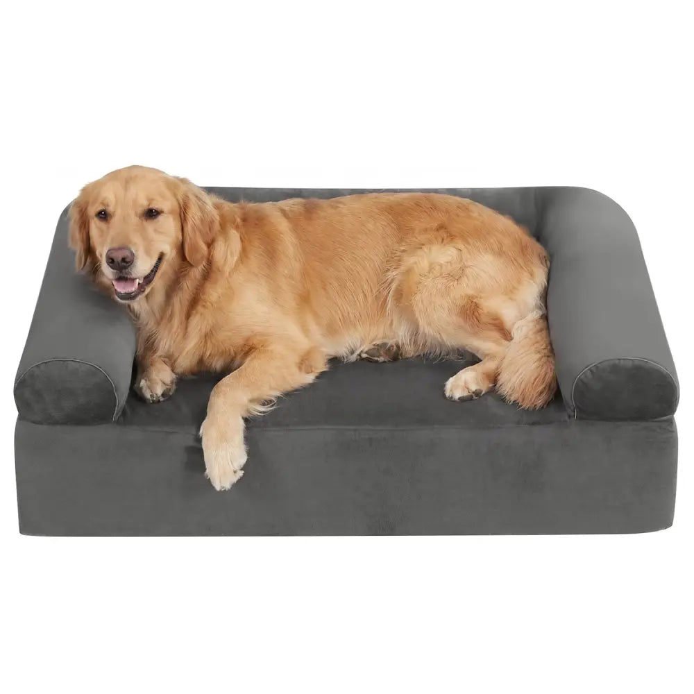 Cooling Gel Memory Foam Dog Bed for Medium Dogs with Washable Cover-Dark Gray - Dark Gray - Dog Supplies
