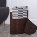 Corner Bamboo Hamper Laundry Basket-Brown - Brown - Laundry Baskets