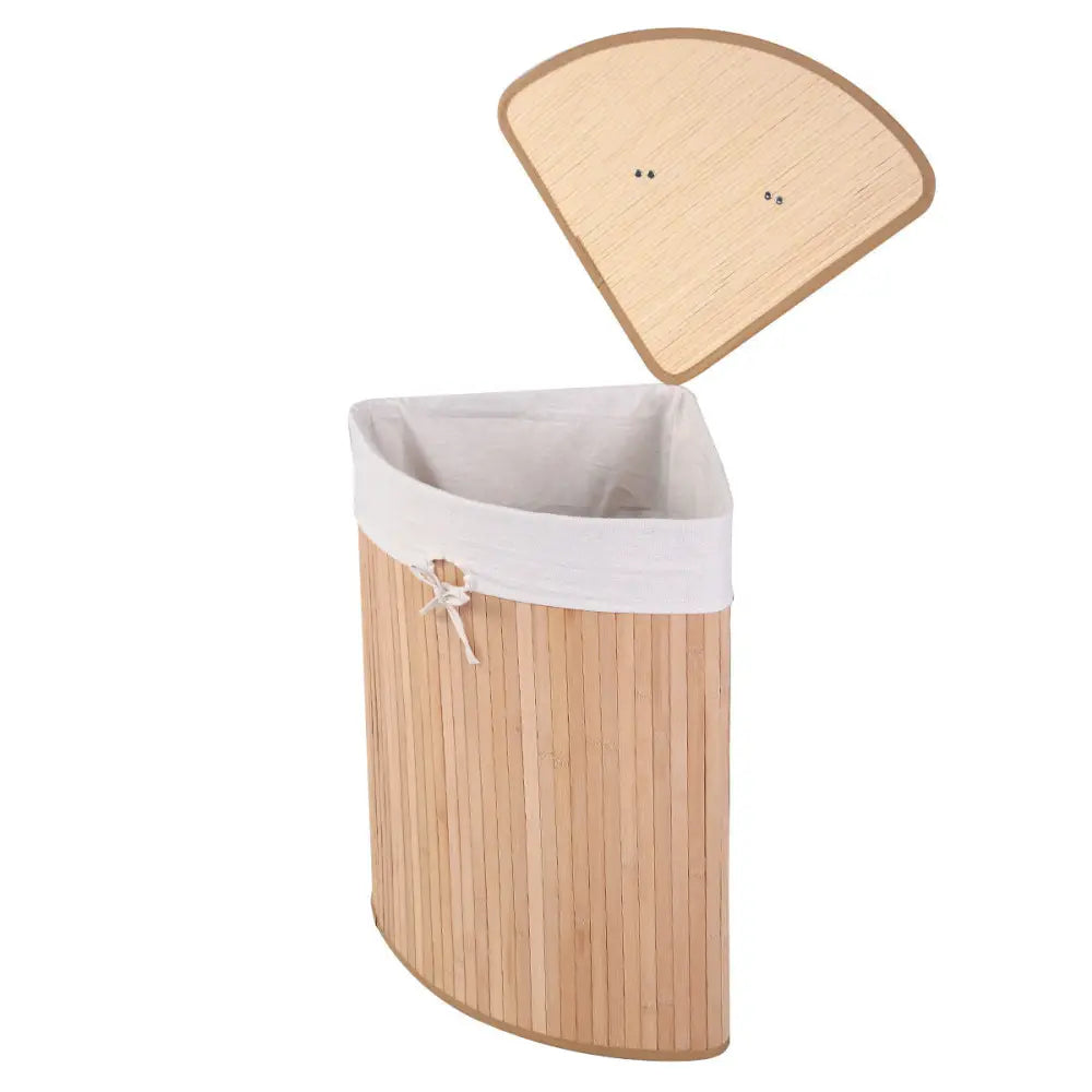 Corner Bamboo Hamper Laundry Basket - Natural - Laundry Baskets