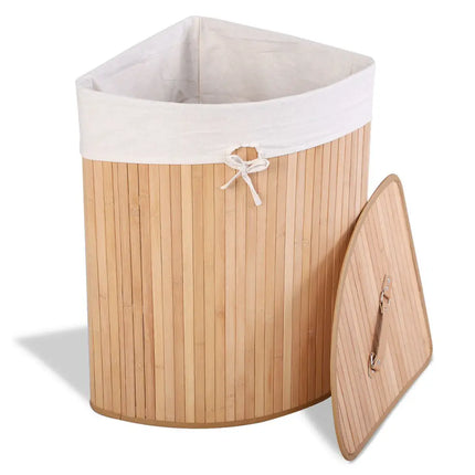 Corner Bamboo Hamper Laundry Basket - Natural - Laundry Baskets