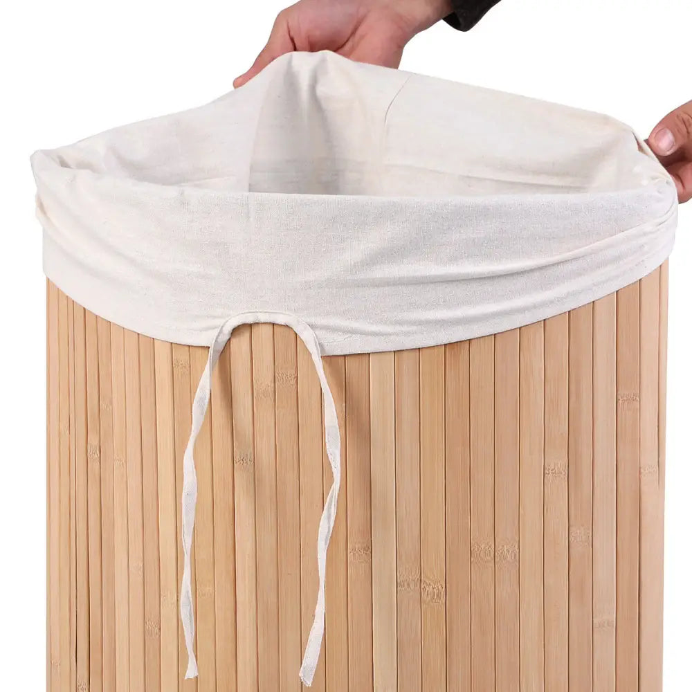 Corner Bamboo Hamper Laundry Basket - Natural - Laundry Baskets
