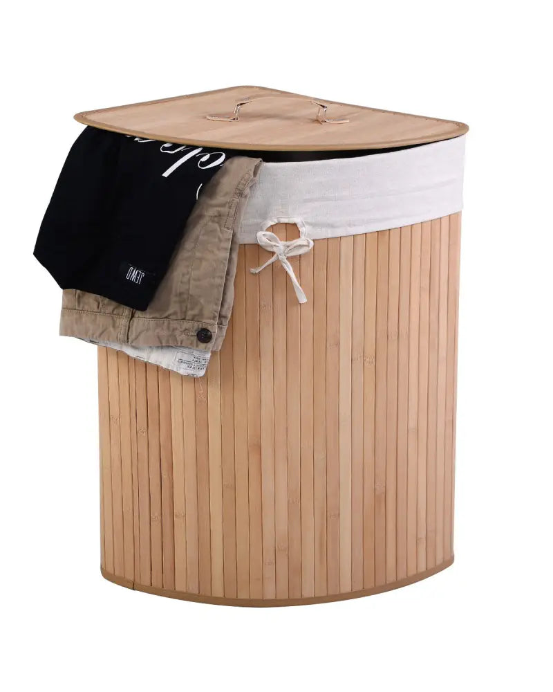 Corner Bamboo Hamper Laundry Basket - Natural - Laundry Baskets