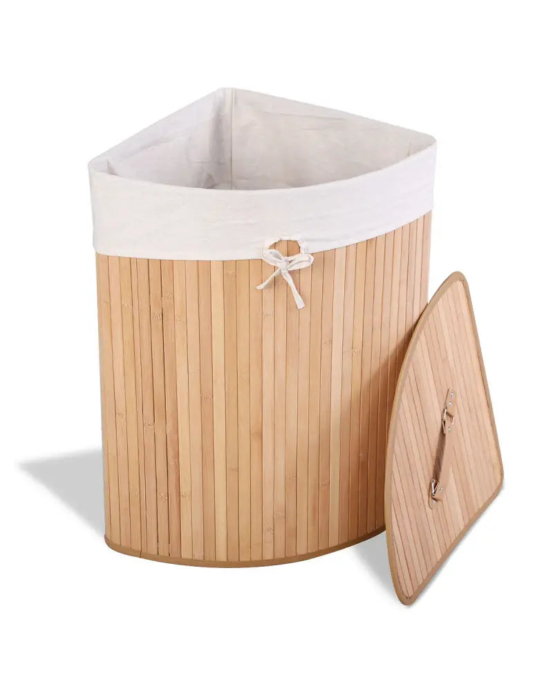 Corner Bamboo Hamper Laundry Basket - Natural - Laundry Baskets