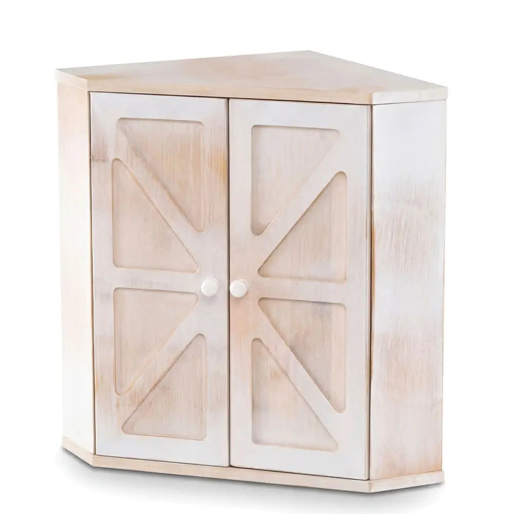Corner Bread Box for Kitchen Counter Bamboo Double Layer Breadbox Organizer-White - White - Sideboards Cabinets &