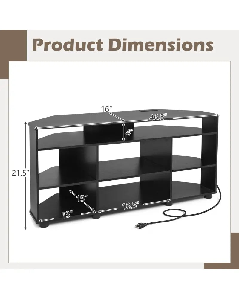 Corner Entertainment Center TV Stand for TVs up to 55 Inch-Black - Black - Entertainment Centers & TV Stands