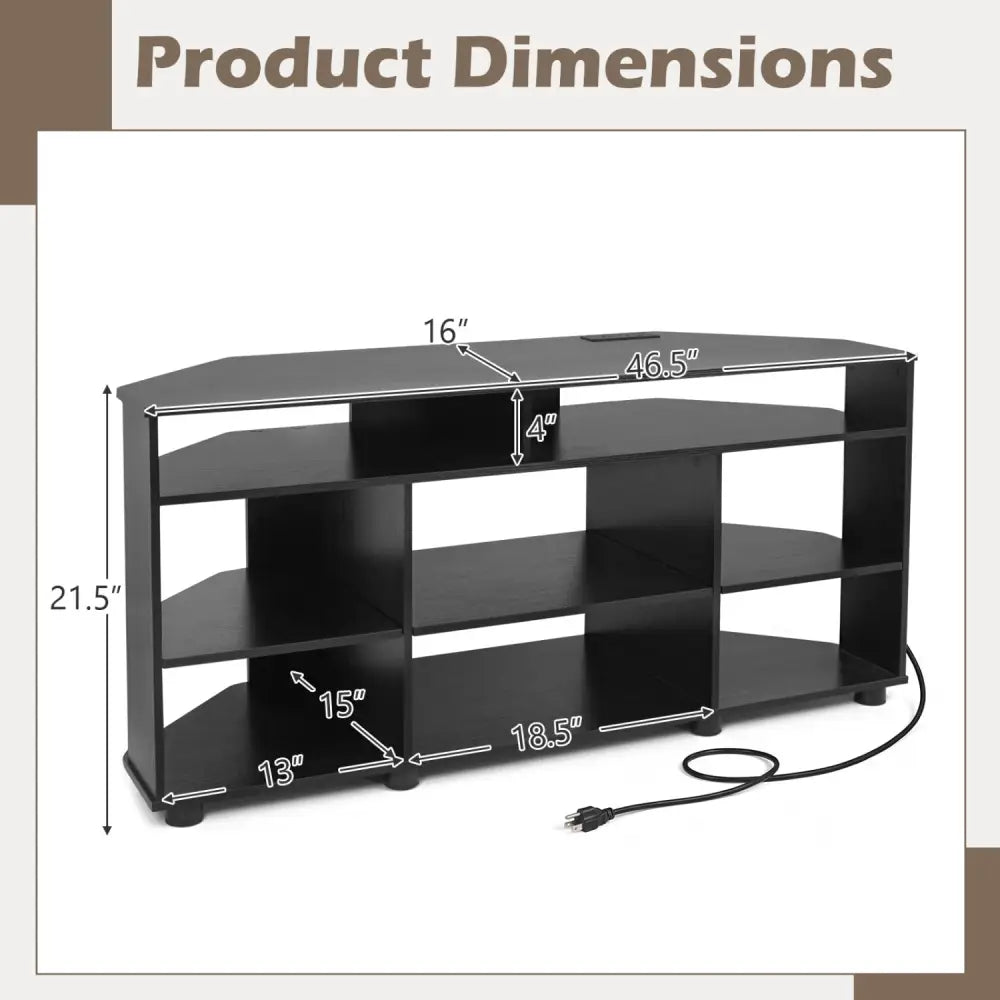 Corner Entertainment Center TV Stand for TVs up to 55 Inch-Black - Black - Entertainment Centers & TV Stands