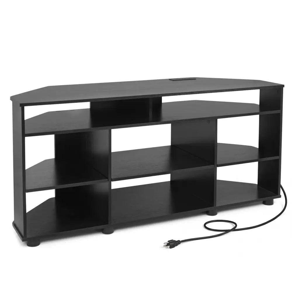 Corner Entertainment Center TV Stand for TVs up to 55 Inch-Black - Black - Entertainment Centers & TV Stands