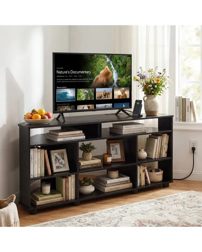Corner Entertainment Center TV Stand for TVs up to 55 Inch-Black - Black - Entertainment Centers & TV Stands