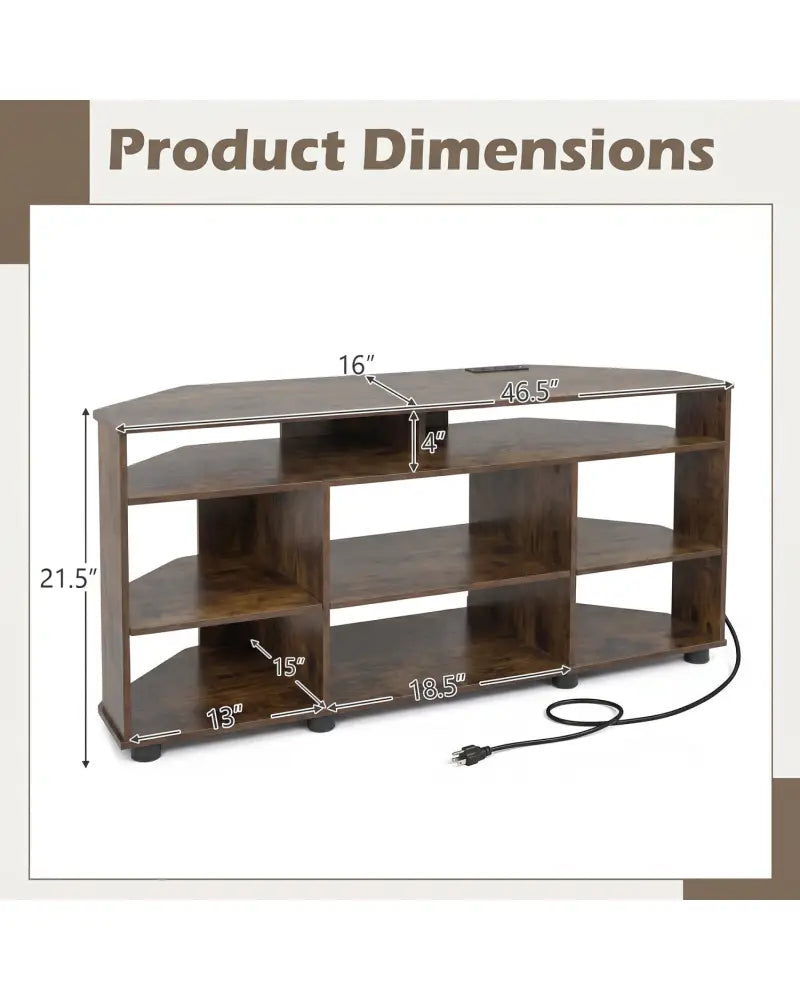 Corner Entertainment Center TV Stand for TVs up to 55 Inch-Rustic Brown - Rustic Brown - Entertainment Centers & TV