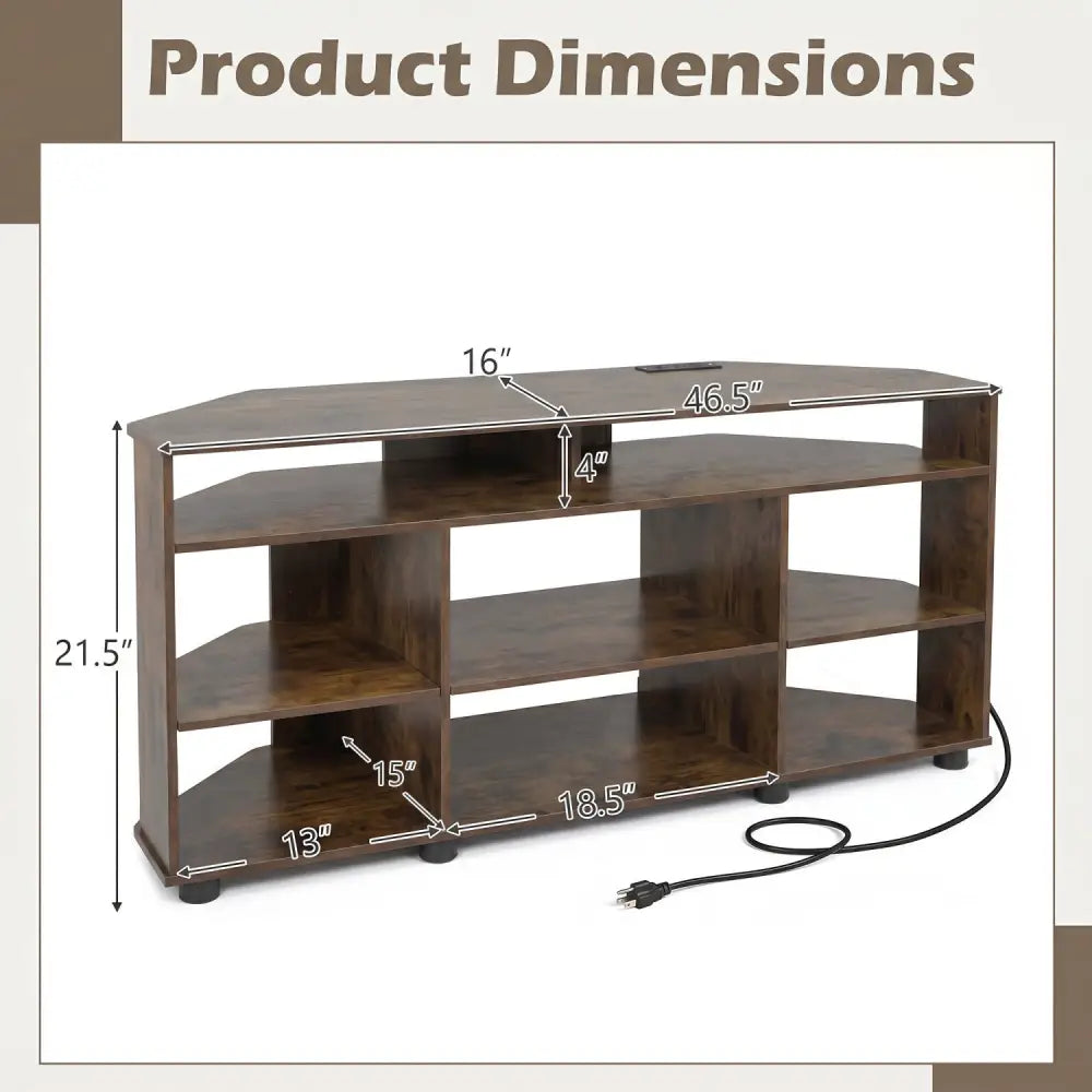Corner Entertainment Center TV Stand for TVs up to 55 Inch-Rustic Brown - Rustic Brown - Entertainment Centers & TV