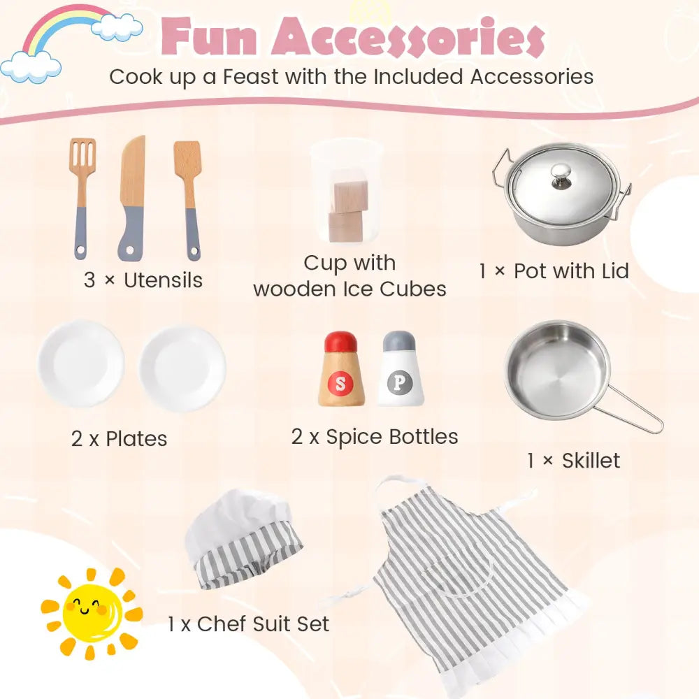 Corner Kids Play Kitchen with Washing Machine and Ice Maker Gift for Boys Girls-Pink - Pink - Play Kitchen Sets
